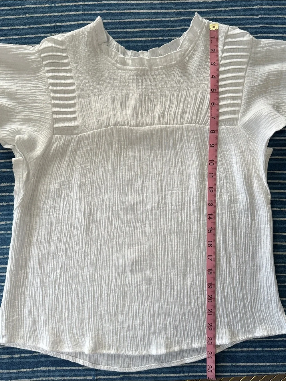 Nanette Lepore White Textured Ruffle Neck Blouse - Picture 5 of 6